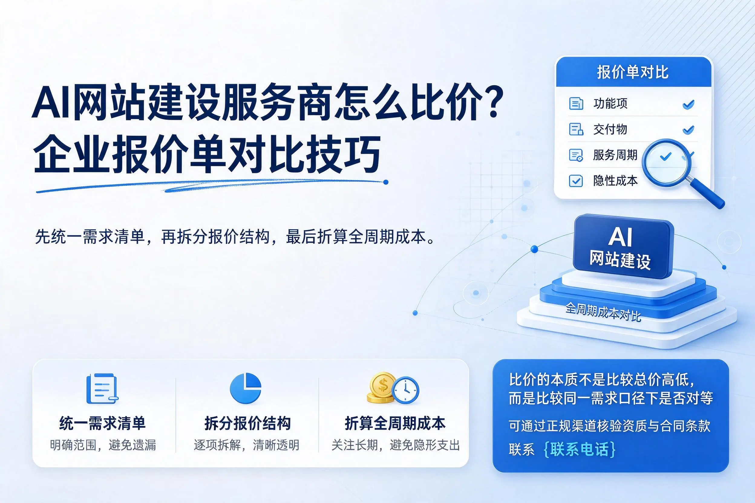 AI网站建设服务商怎么比价?襄阳企业报价单对比技巧