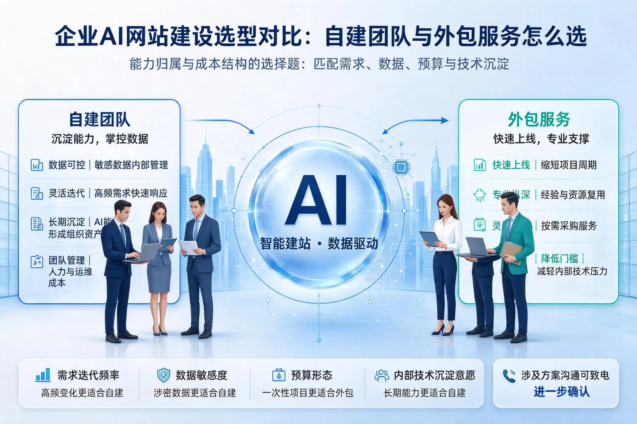 襄阳企业AI网站建设选型对比:自建团队与外包服务怎么选